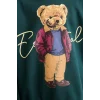 Defacto I3299A8GN536 Yeşil Oversize Bisiklet Yaka Ayıcık Figürlü Baskılı Uzun Kollu Sweatshirt Erkek Çocuk