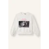 Defacto I3553A8ER105 Ekru Kpop - Demon Hunters Relax Fit Baskılı Bisiklet Yaka Sweatshirt Kız Çocuk
