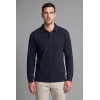 Defacto H5136AXNV64 Lacivert Relax Fit Düşük Omuzlu Polo Yaka Basic Sweatshirt