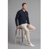 Defacto H5136AXNV64 Lacivert Relax Fit Düşük Omuzlu Polo Yaka Basic Sweatshirt