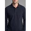Defacto H5136AXNV64 Lacivert Relax Fit Düşük Omuzlu Polo Yaka Basic Sweatshirt