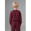 Defacto H8483A5BR115 Bordo %100 Pamuk Bisiklet Yaka Baskılı Sweatshirt Üst Esnek Belli Eşofman Altı 2li Takım Erkek Bebek