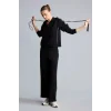 Defacto H7168AXBK81 Siyah Relax Fit Şerit Detaylı Geniş Paça Standart Boy Modal Sporcu Eşofman Altı