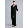 Defacto H7168AXBK81 Siyah Relax Fit Şerit Detaylı Geniş Paça Standart Boy Modal Sporcu Eşofman Altı