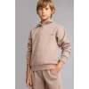 Defacto H9689A8BN615 Kahve Regular Fit Yarım Fermuarlı Dik Yaka İçi Yumuşak Tüylü Yazı İşlemeli Sweatshirt Erkek Çocuk