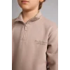Defacto H9689A8BN615 Kahve Regular Fit Yarım Fermuarlı Dik Yaka İçi Yumuşak Tüylü Yazı İşlemeli Sweatshirt Erkek Çocuk