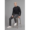 Defacto X8282AZBK81 Siyah Boxy Fıt Bisiklet Yaka Baskılı Sweatshirt