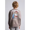 Defacto I0114A8BN571 Kahve Oversize Bisiklet Yaka Sırt Baskılı İçi Yumuşak Tüylü Sweatshirt Erkek Çocuk