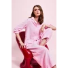 Defacto I1000AXPN440 Pembe Oversıze Pijama Yaka Keten Karışımlı Uzun Kollu Pembe Gömlek