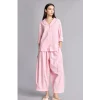 Defacto I1000AXPN440 Pembe Oversıze Pijama Yaka Keten Karışımlı Uzun Kollu Pembe Gömlek