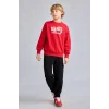 Defacto I0114A8RD79 Kırmızı Oversize Bisiklet Yaka Sırt Baskılı İçi Yumuşak Tüylü Sweatshirt Erkek Çocuk