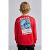 Defacto I0114A8RD79 Kırmızı Oversize Bisiklet Yaka Sırt Baskılı İçi Yumuşak Tüylü Sweatshirt Erkek Çocuk