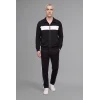 Defacto I0631AXBK81 Siyah Boxy Fit Polo Yaka Fermuarlı Şeritli Sweatshirt Hırka
