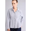 Defacto H9494AXBE789 Mavi Regular Fit Kareli Gofre Dokulu Geniş Uzun Kollu Gömlek