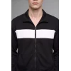 Defacto I0631AXBK81 Siyah Boxy Fit Polo Yaka Fermuarlı Şeritli Sweatshirt Hırka
