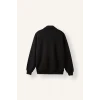 Defacto I0631AXBK81 Siyah Boxy Fit Polo Yaka Fermuarlı Şeritli Sweatshirt Hırka