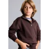 Defacto H7132A8BN267 Kahve Oversize Yarım Fermuarlı Dik Yaka Sweatshirt Erkek Çocuk
