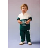 Defacto I0147A5GN671 Yeşil Dik Yaka Baskılı Sweatshirt Eşofman Altı 2li Takım Erkek Bebek