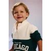 Defacto I0147A5GN671 Yeşil Dik Yaka Baskılı Sweatshirt Eşofman Altı 2li Takım Erkek Bebek