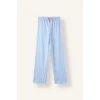 Defacto I1882A8BE791 Mavi Fiyonk Desenli Uzun Kollu Pijama Üstü Esnek Belli Uzun Pijama Altı Kız Çocuk