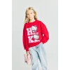Defacto I3554A8RD347 Kırmızı Hello Kitty Baskılı Relax Fit Bisiklet Yaka Sweatshirt Kız Çocuk
