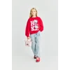 Defacto I3554A8RD347 Kırmızı Hello Kitty Baskılı Relax Fit Bisiklet Yaka Sweatshirt Kız Çocuk