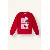 Defacto I3554A8RD347 Kırmızı Hello Kitty Baskılı Relax Fit Bisiklet Yaka Sweatshirt Kız Çocuk