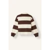 Defacto I2960AXBN341 Kahve %100 Pamuk Long Fit Polo Yaka Uzun Kollu Çizgili Sweatshirt