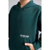 Defacto H9682A8GN1040 Yeşil Regular Fit Kapüşonlu Baskılı Kanguru Cepli Kalın Kumaş Sweatshirt Erkek Çocuk