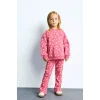 Defacto I3663A5RD60 Kırmızı %100 Pamuk Kalp Desenli Sweatshirt Esnek Belli İspanyol Paça Tayt 2li Takım Kız Bebek