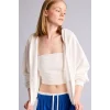 Defacto Z7069AZWT32 Beyaz Cropped Fit Kapüşonlu Kalın Fermuarlı Sweatshirt