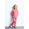 Defacto I3663A5RD60 Kırmızı %100 Pamuk Kalp Desenli Sweatshirt Esnek Belli İspanyol Paça Tayt 2li Takım Kız Bebek