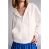 Defacto Z7069AZWT32 Beyaz Cropped Fit Kapüşonlu Kalın Fermuarlı Sweatshirt