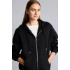 Defacto D8717AXBK81 Siyah Relax Fit Kapüşonlu Fermuarlı Cepli Basic Sweatshirt Hırka