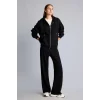 Defacto D8717AXBK81 Siyah Relax Fit Kapüşonlu Fermuarlı Cepli Basic Sweatshirt Hırka