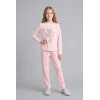Defacto I3895A8PN645 Pembe Baskılı Uzun Kollu Üst Lastikli Paça Alt 2li Pijama Takımı Kız Çocuk