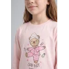 Defacto I3895A8PN645 Pembe Baskılı Uzun Kollu Üst Lastikli Paça Alt 2li Pijama Takımı Kız Çocuk