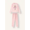 Defacto I3895A8PN645 Pembe Baskılı Uzun Kollu Üst Lastikli Paça Alt 2li Pijama Takımı Kız Çocuk