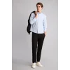 Defacto A8028AXBE177 Mavi %100 Pamuk Regular Fit Polo Yaka Oxford Basic Uzun Kollu Gömlek