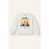 Defacto I3552A8ER105 Ekru Kpop - Demon Hunters Relax Fit Baskılı Bisiklet Yaka Sweatshirt Kız Çocuk