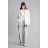 Defacto C1809AXER105 Ekru Relax Fit Kapüşonlu Cepli Basıc Fermuarlı Sweatshirt