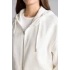 Defacto C1809AXER105 Ekru Relax Fit Kapüşonlu Cepli Basıc Fermuarlı Sweatshirt