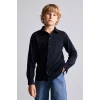 Defacto H4578A8NV91 Lacivert Regular Fit Katlanabilir Kollu Pike Gömlek Erkek Çocuk