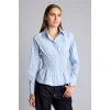 Defacto H0347AXBE552 Mavi %100 Pamuk Fıtted Çizgili Poplin Uzun Kollu Gömlek