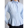 Defacto H0347AXBE552 Mavi %100 Pamuk Fıtted Çizgili Poplin Uzun Kollu Gömlek