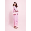 Defacto I1195AXPN440 Pembe Barrel Fıt Beli Lastikli Esnek Bantlı Paça Bilek Boy Keten Karışımlı Pembe Pantolon