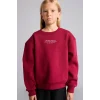 Defacto I3382A8BR239 Bordo Relax Fit Bisiklet Yaka Düşük Omuzlu Baskılı Sweatshirt Kız Çocuk