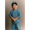 Defacto H5617A5BE536 Mavi %100 Pamuk Uzun Kollu Sweatshirt Elastik Belli Eşofman Altlı 2li Takım Erkek Bebek
