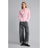 Defacto H0347AXPN693 Pembe %100 Pamuk Fıtted Çizgili Poplin Uzun Kollu Gömlek
