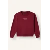 Defacto I3382A8BR239 Bordo Relax Fit Bisiklet Yaka Düşük Omuzlu Baskılı Sweatshirt Kız Çocuk